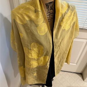 Elegant Yellow Floral Women's silk scarf 18” X 62”